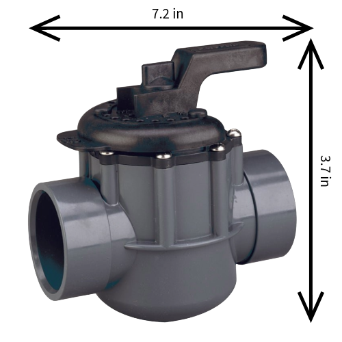 The Pentair 263029 2-Way Diverter Valve Dims