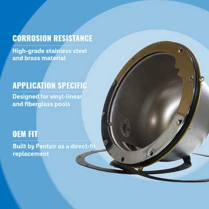 Pentair 78232500 Large Stainless Steel Light Niche, 1" Rear Hub Highlights