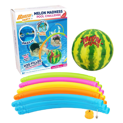 Banzai Melon Madness Pool Challenge Underwater Water-Filled Ball w/ Target Hoop