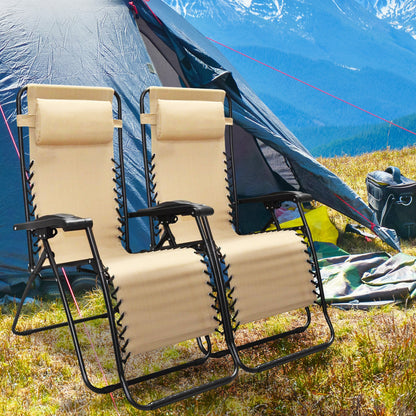 Caravan Sports Zero Gravity Folding Chair in Beige, 2 pack