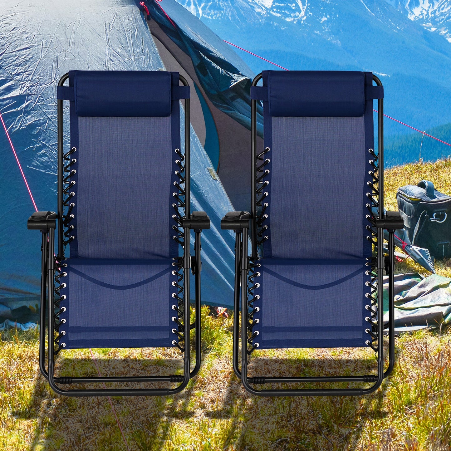 Caravan Sports Zero Gravity Chair in Blue, 2 pack