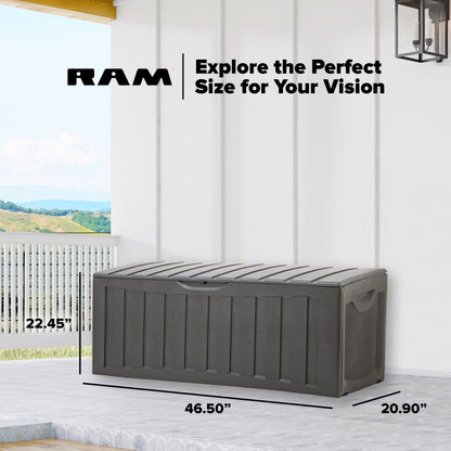 Ram Plastic 90 Gal Outdoor Locking Storage Bin Deck Box in Gray