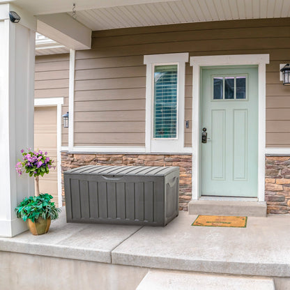 Ram Plastic 90 Gal Outdoor Locking Storage Bin Deck Box in Gray