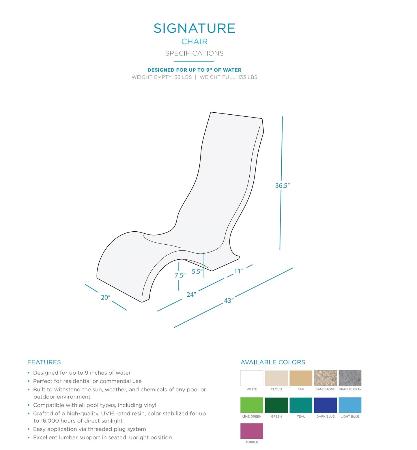 White Ledge Lounger Signature Chair LL_SG_CR