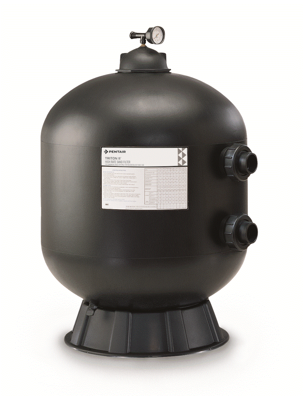 Pentair TR100, S-140500 | Fiberglass Sand Filter Without Valves | Black